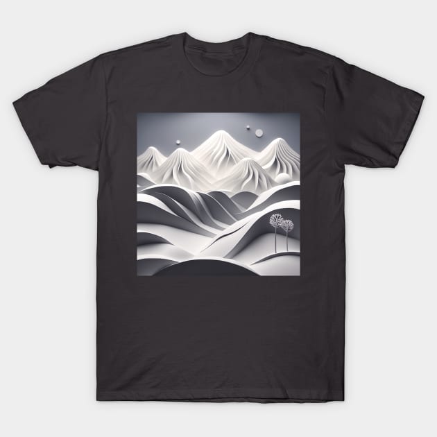 monotonous mountains in shades of gray and white only T-Shirt by UmagineArts